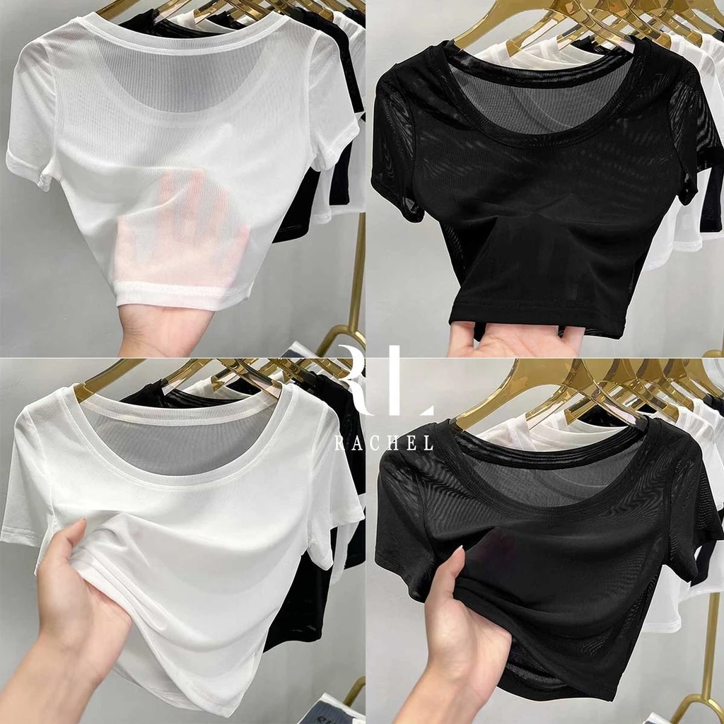 เสื้อครอปผู้หญิงแขนสั้น ทรงสั้น สวมใส่สบาย