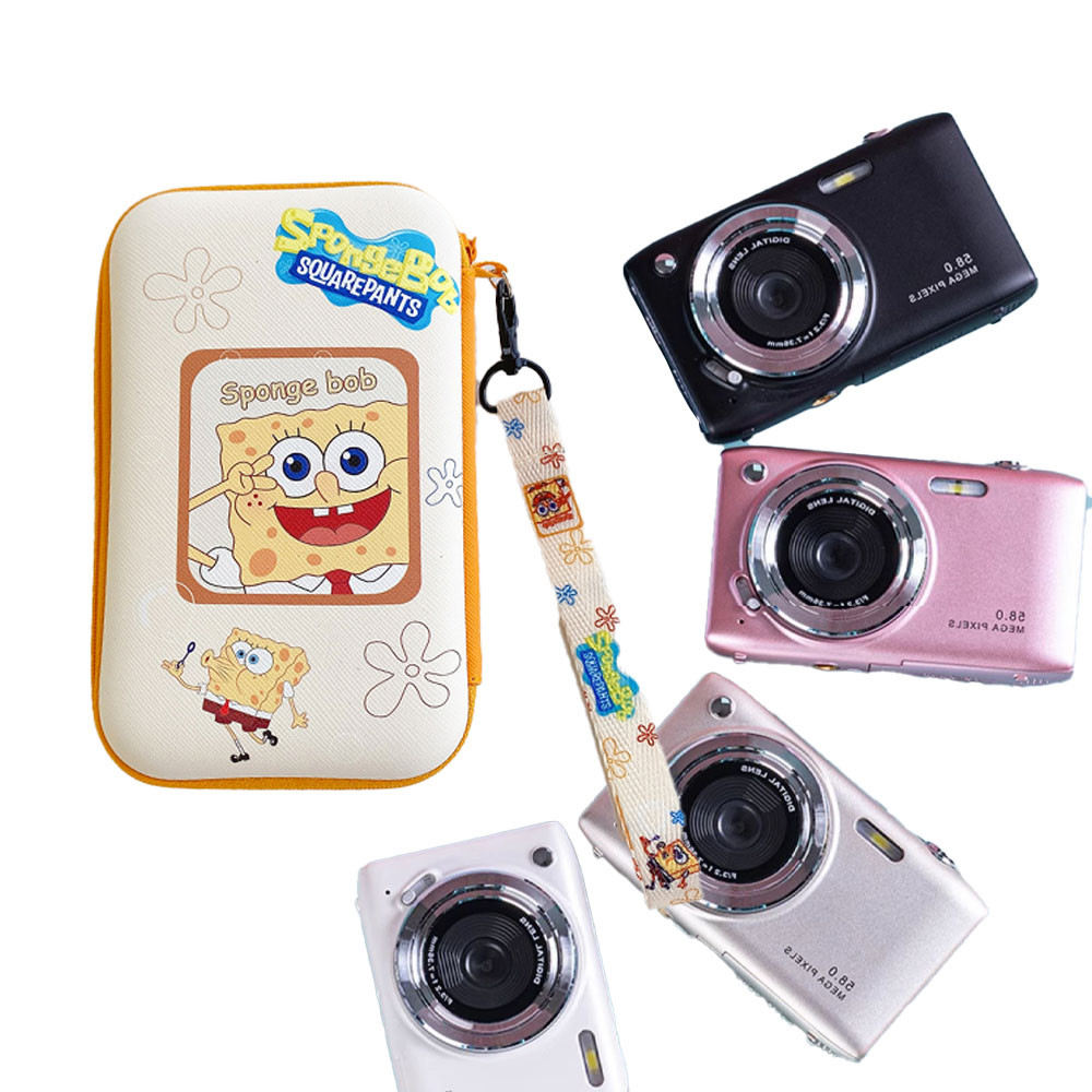 น่ารัก SpongeBob Ccd กระเป๋ากล้อง Hold-Proof Hard Shell การบีบอัด-Resistant การ์ดดิจิตอลขนาดเล็กกระเป๋าเก็บกล้องเหมาะสําหรับ Canon Sony กระเป๋าเครื่องสําอาง