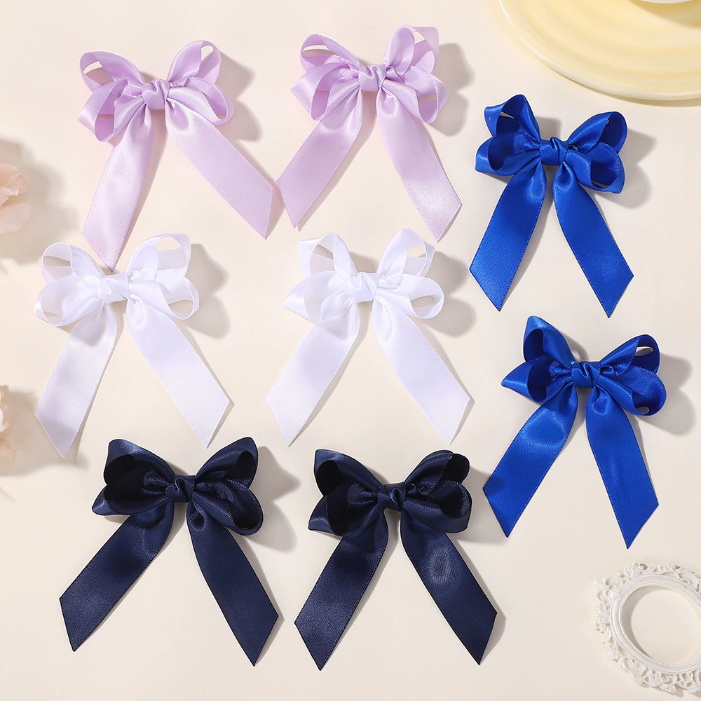 2 ชิ้น/ล็อตคราบ Bowknot กิ๊บติดผมสําหรับสาวสีทึบริบบิ้น Bows Hairpins Hairgripe เด็ก Boutique ผู้หญิงอุปกรณ์เสริมผม thumbnail 6