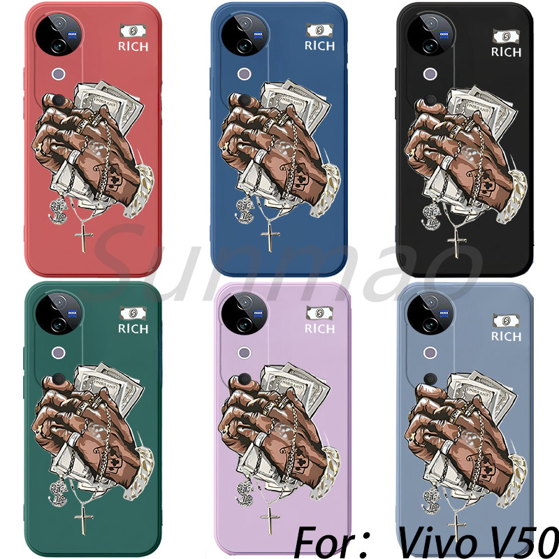 สําหรับ Vivo V40 V40lite Vivo V50 V50lite Vivo V9 Y85 เคสโทรศัพท์, Hip-Hop, เงิน, Cross สร้อยคอองค์ป