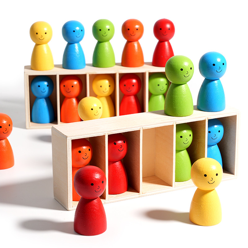 Montessori การจับคู่สีของเล่นไม้ Rainbow Peg ตุ๊กตาสี Sorting Sensory เกมก่อนวัยเรียนการเรียนรู้ของเล่นเพื่อการศึกษาสําหรับเด็ก
