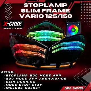 ( X-Case WD 260 ) Lampu Stop Lazy Slim Frame Vario 125 150 New RGB 200 Mode App Android Ios