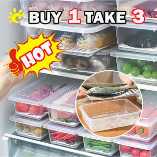 Leakproof Drainable Fridge Box, PP Adjustable Dividers Organizer Keep Fresh Safe for Meat/Fish/Fruit