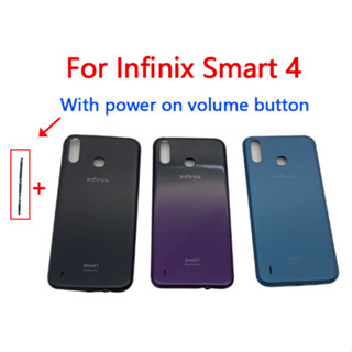 สําหรับ Infinix Smart 4 ฝาหลังแบตเตอรี่กระจกแบตเตอรี่ปุ่มปรั…