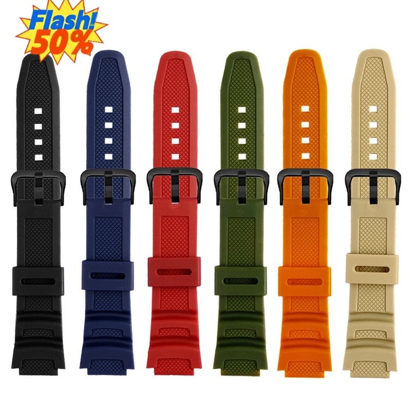 YIFIMM 18 มม.สายยางสําหรับนาฬิกา Casio W-218H 216H W-219 \W-800H 735H W-215 F-108 AE1200 AE-1300 AE-