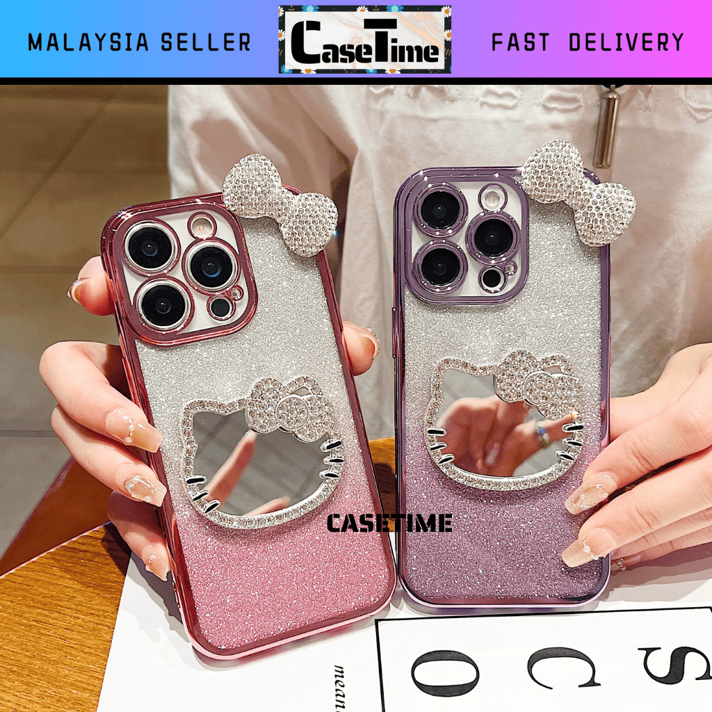 Realme 5 5i 5s 6i 14x C3 C12 C15 C35 C51 C53 C55 C63 C65 C67 C75 C75x fon sarung cermin kitty กระจกไ