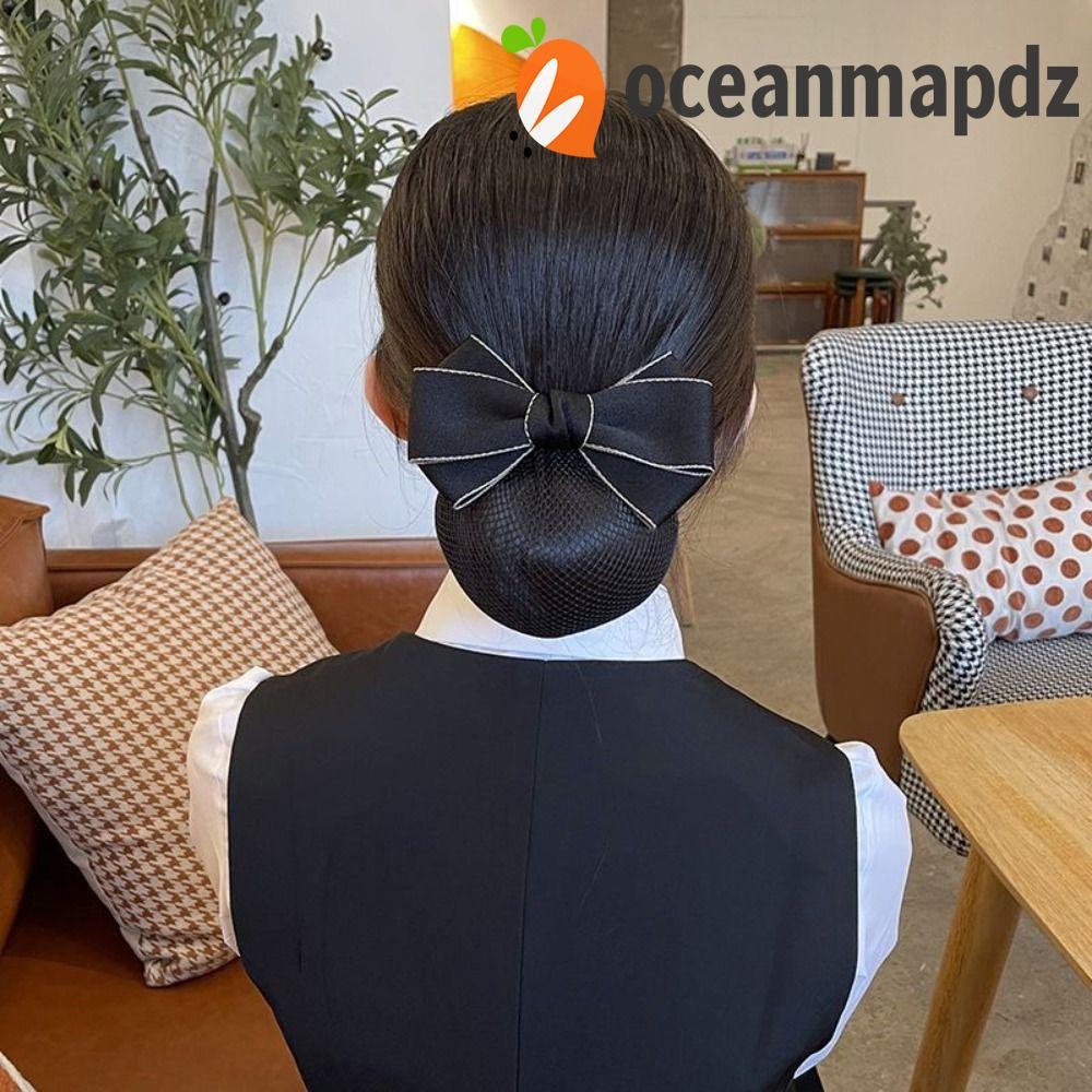 OCEANMAPDZ Bun Snood, ริบบิ้นสไตล์เกาหลี Bowknot ฤดูใบไม้ผลิคลิป, แฟชั่น Hairpin Barrette Headwear ผมสุทธิพยาบาล