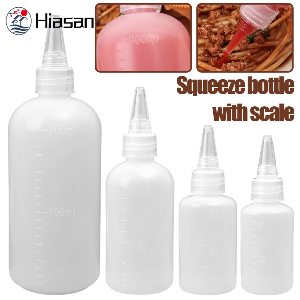 [HGB]ขวดบีบอัพเกรด 14 ชิ้นพร้อมเครื่องหมายขนาดที่มองเห็นได้, ภาชนะพลาสติกปลอดสาร BPA สําหรับทําอาหาร/ห้องน้ํา/งานฝีมือ - เคล็ดลับป้องกันการหยดและการออกแบบต