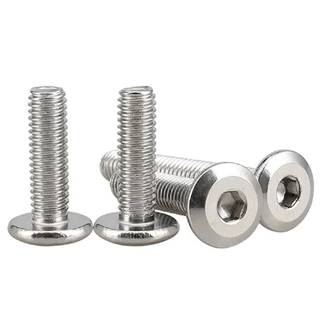 M6/M8/M10/M12 น็อต หัวจมแบน หัวกลมแบน สแตนเลส 304 เกลียวมิล หยาบ สกรู / Round Flat Hex Socket Machine Screw SUS304 [Len-DM-1]