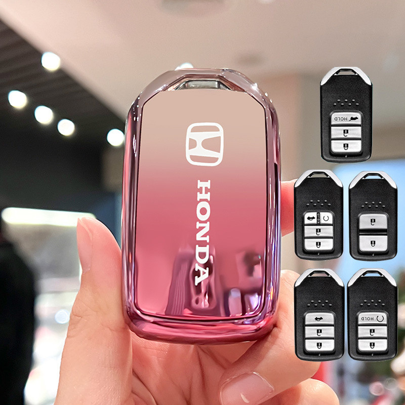 (กรุณาดูรายละเอียด) Honda Smart Car Key Cover สําหรับ Honda WRV CRV City Civic FC BRV Accord HRV Jazz Key Case Keyless Smart Entry Key Holder พวงกุญแจ