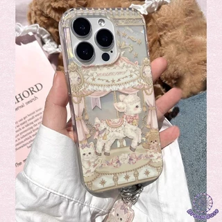 การ์ตูนม้าหมุนแกะน่ารักรูปแบบเปลือกอ่อน เคส IPhone 11 17 AIR 16 15 13 14 12 Pro Max X XS XR 8 16 7 15 14 Plus SE 2020