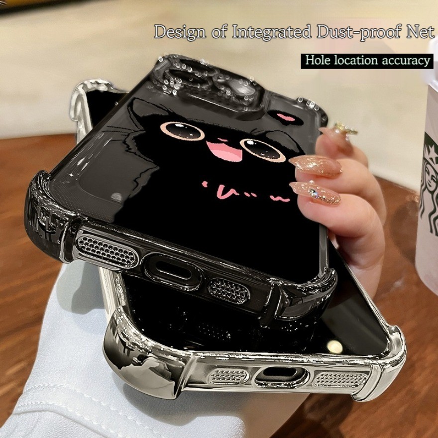 Electroplate พร้อมฟิล์มเลนส์ Love Black cat motif Casing สําหรับ Honor 200 100Pro 200 X9C สมาร์ท X9A X9B X7C X9B X5B Magic 7 6 5 4 Pro 6 Lite ฝาครอบป้องกันเต็มรูปแบบ ราคา ถูกที่สุด ดีลบีเคเค แกลเลอรีภาพที่ 9