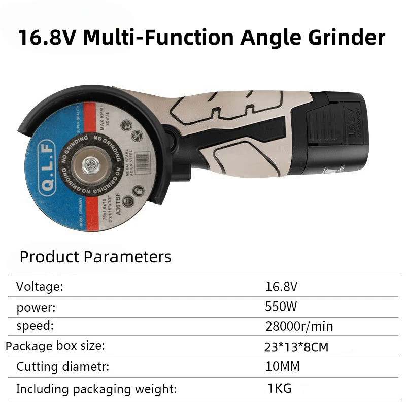 16.8v Angle Grinder Portable Lithium Cutting Machine Angle Grinder Polishing Machine Small Grinding 