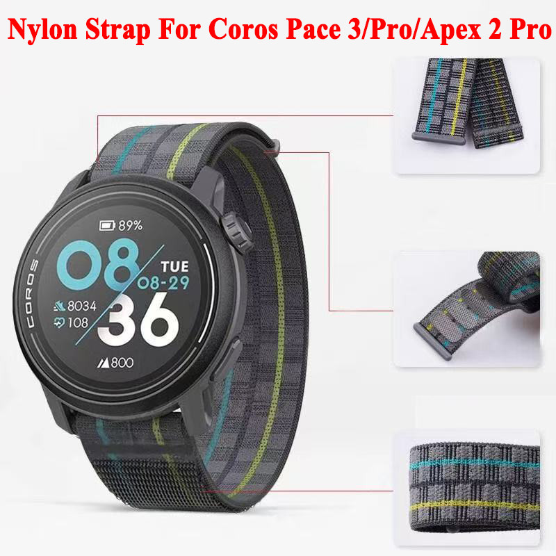 สำหรับ coros Pace 3 Pro สายนาฬิกาข้อมือ APEX 2 Pro 46มิลลิเมตรกีฬาเปลี่ยนสร้อยข้อมือ22มิลลิเมตรไนล่อนห่วงยืดสาย