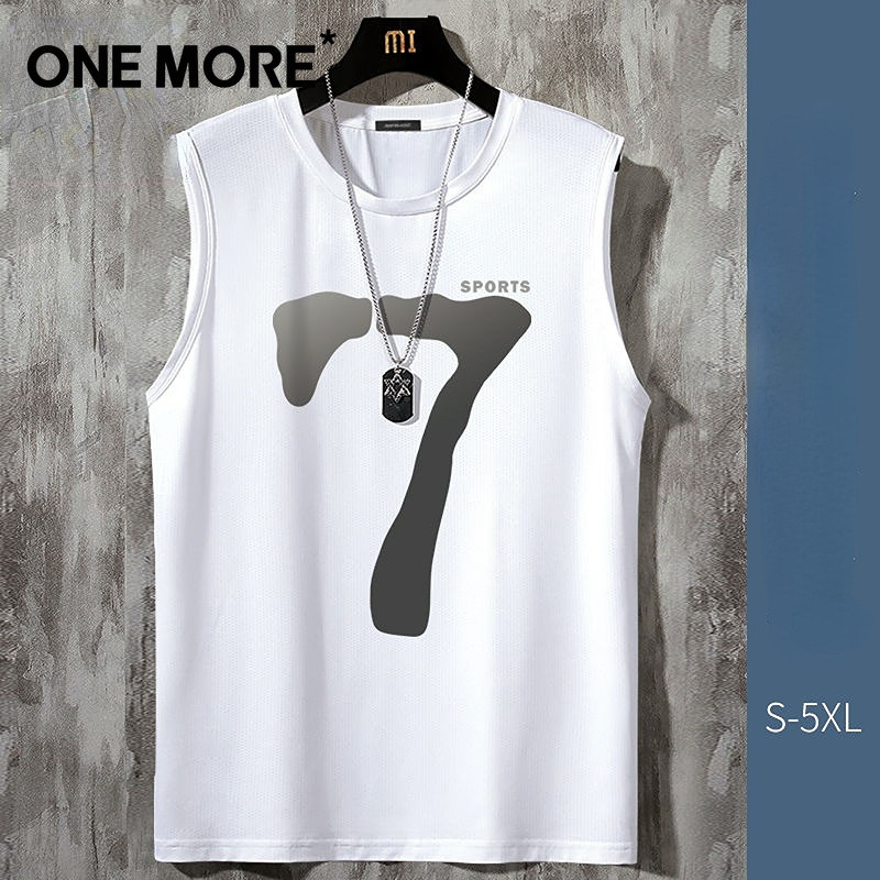 S-5XL เสื้อยืดแขนกุดผ้าฝ้ายผ้าไหมน้ําแข็งสําหรับผู้ชาย