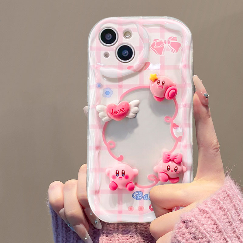 สีชมพู Kirby ตุ๊กตาตุ๊กตาเคสโทรศัพท์สําหรับ Samsung Galaxy A23 A24 A31 A32 A33 A34 A50S A30S A51 A52S A53 A54 A55 A71 A72 A73 S21 S30 S22 S22 PLUS M32S ULTRA