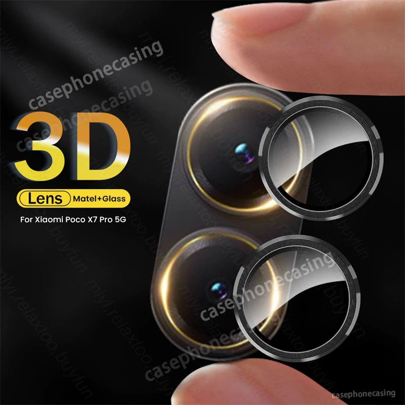 สําหรับ Redmi Turbo4 Turbo5 5G Xiaomi Poco X8 X7 Pro PocoX7 X7Pro 5G 2025 กรณี 3D กล้อง Protector ฝาครอบโค้งกระจกนิรภัย Matel แหวนกล้อง Protector