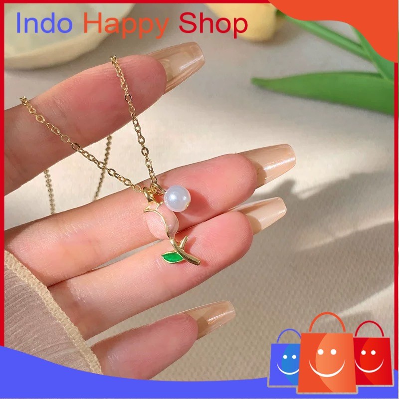 MAWAR สร้อยคอจี้ดอกกุหลาบมุกทรงกลมที่สวยงาม IHS 1270