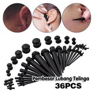 จัดส่งรวดเร็ว 36ชิ้น จิวขยายหู ระเบิดหู 1.6-10mm รวม9ขนาด พลาสติกสีดำ แพ้ง่ายใส่ได้ แท่งขยายหู