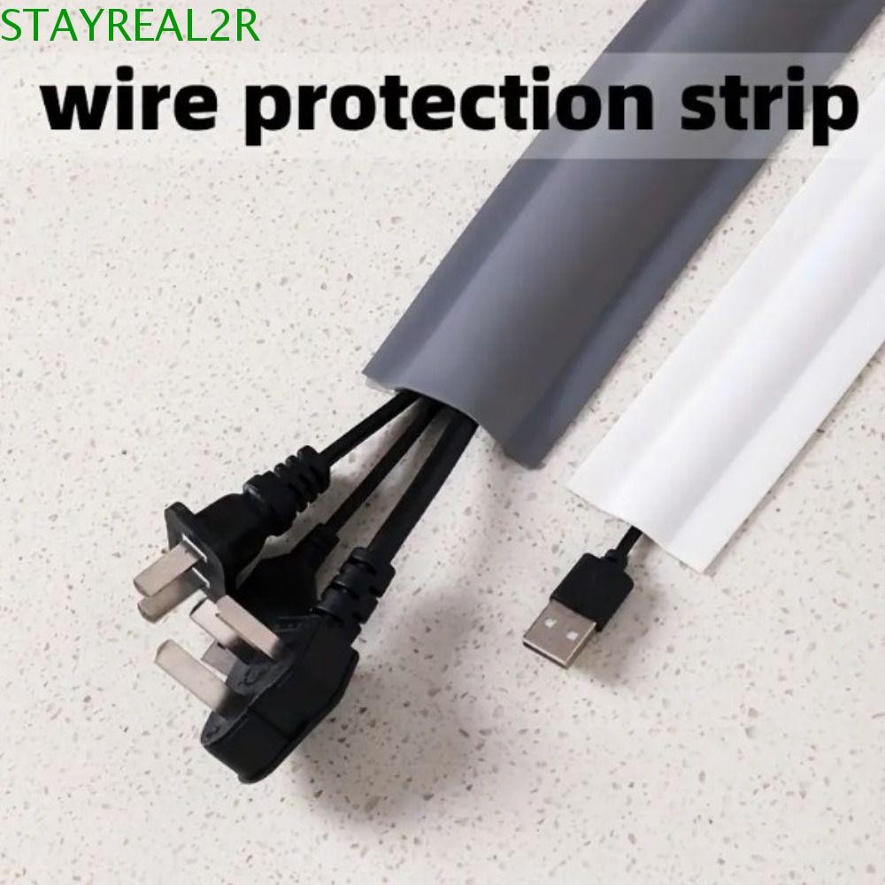 STAYREAL2R สล็อตสายไฟไฟฟ้า, ฝาครอบลวด PVC นุ่ม, สายเคเบิลคอนซีลเลอร์ Self-Adhesive Anti Extrusion Fl