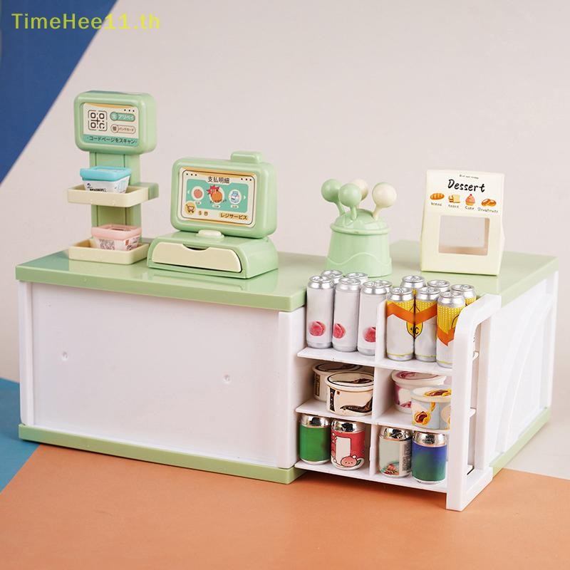 Timehee 1:12 Dollhouse Miniature ซูเปอร์มาร์เก็ตเครื่องบันทึกเงินสดรุ่นเด็กแกล้งทําเป็นเล่นของเล่นบ้านตุ๊กตาอุปกรณ์เสริม TH