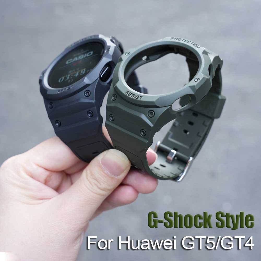 TPUเกราะซิลิโคนสําหรับHUAWEIนาฬิกาGT6/GT5 46MM Watchbandกีฬากันน้ําคลุมทั้งหมดป้องกันกรณีสําหรับHUAWEI GT4/GT3/GT2 46 มม.เปลี่ยนวง
