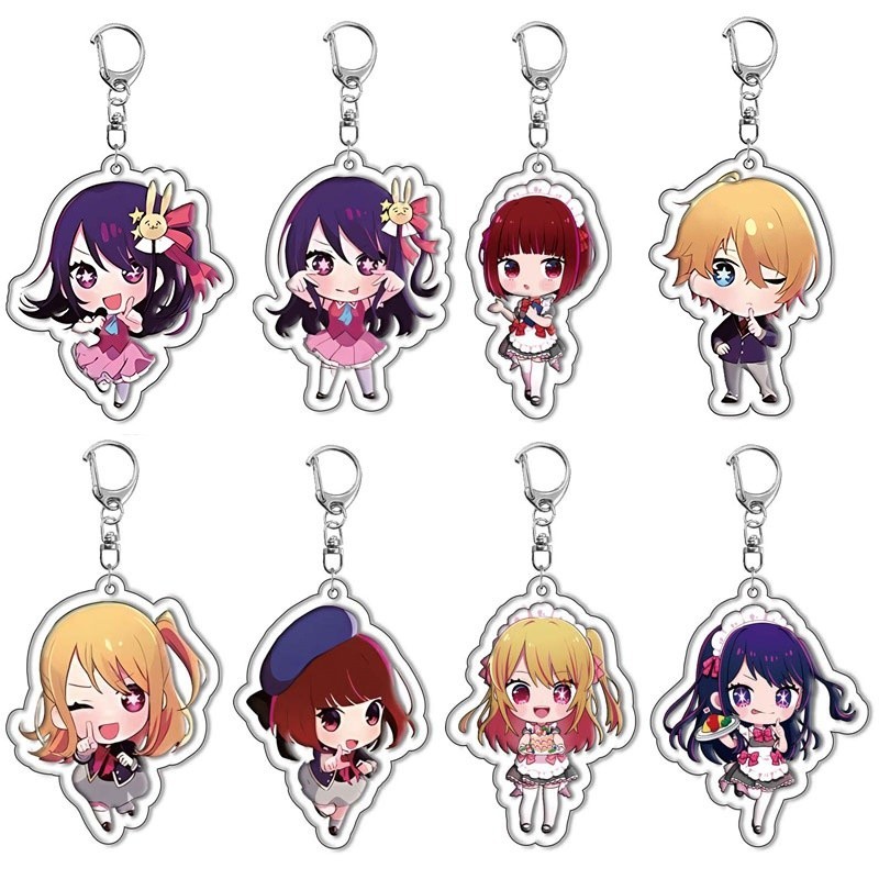 Oshi NO KO พวงกุญแจกระเป๋าอะคริลิคจี้พวงกุญแจการ์ตูนญี่ปุ่นของที่ระลึกพวงกุญแจ