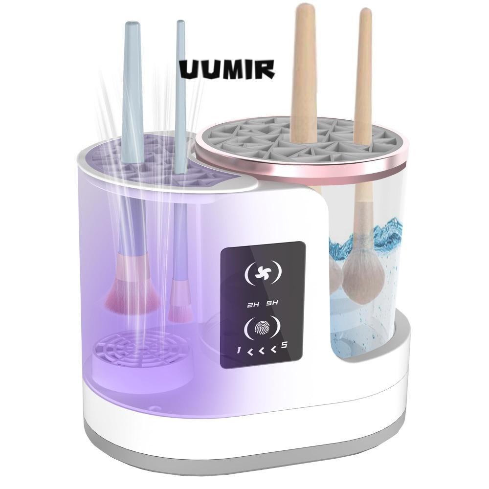 UUMIR เครื่องล้างแปรงแต่งหน้าและเครื่องอบผ้า, เครื่องล้างแปรงแต่งหน้า USB 3 IN 1 ไฟฟ้า|อัตโนมัติพร้อมเครื่องอบผ้า-ที่ยึด เครื่องมือทําความสะอาดแปรงเครื่องสําอางแบบพกพาสําหรับแปรงแต่งหน้าทุกแบบ – โปรปัง
