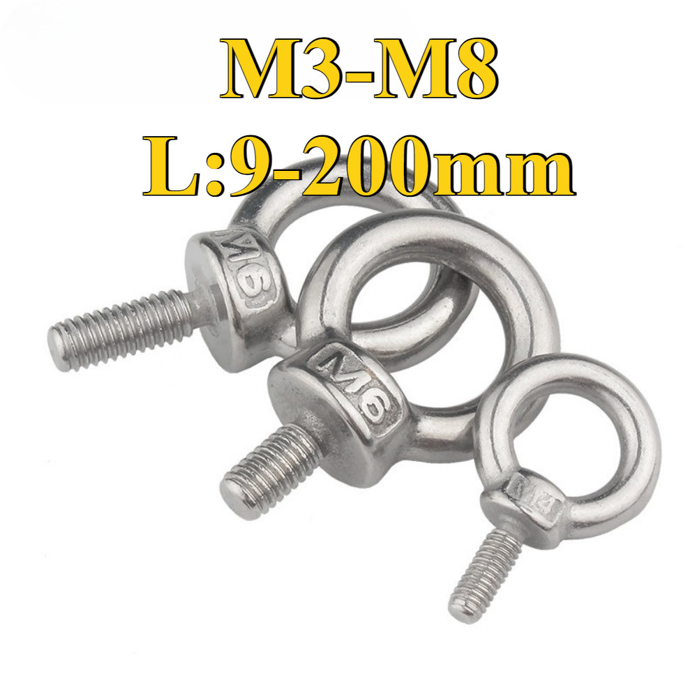 304 สลักเกลียวแหวนสแตนเลส M3/M4/M5/M6/M8 * L9-200mm (DM) (Y20) (x19)