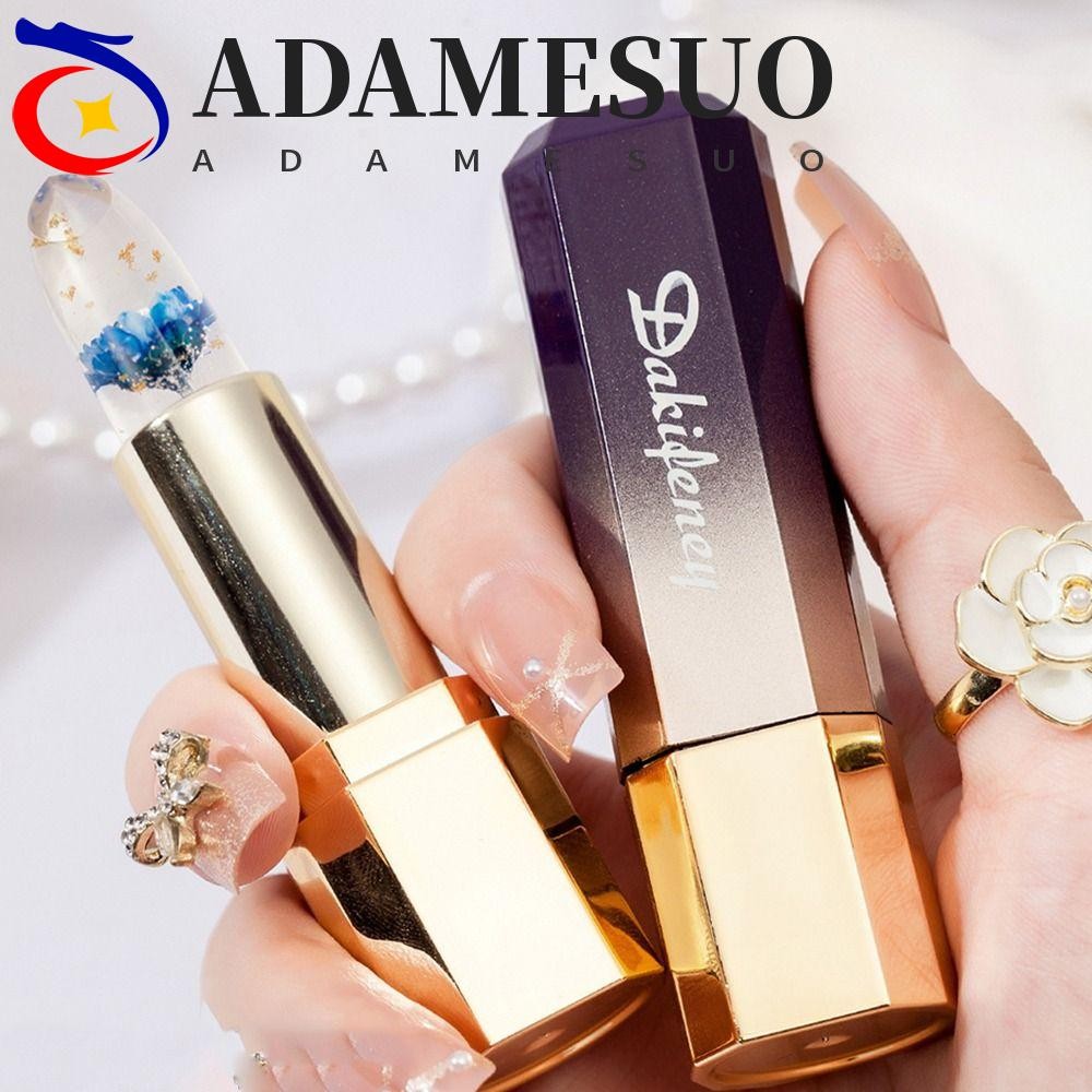Adamesuo อุณหภูมิเปลี่ยนสี Lip Blam, Non-stick ถ้วยเอดดัลไวส์ฟอยล์ทองเยลลี่ดอกไม้ลิปสติก, Magic เปลี่ยนคริสตัลกันน้ํา Long Lasting Lips Care