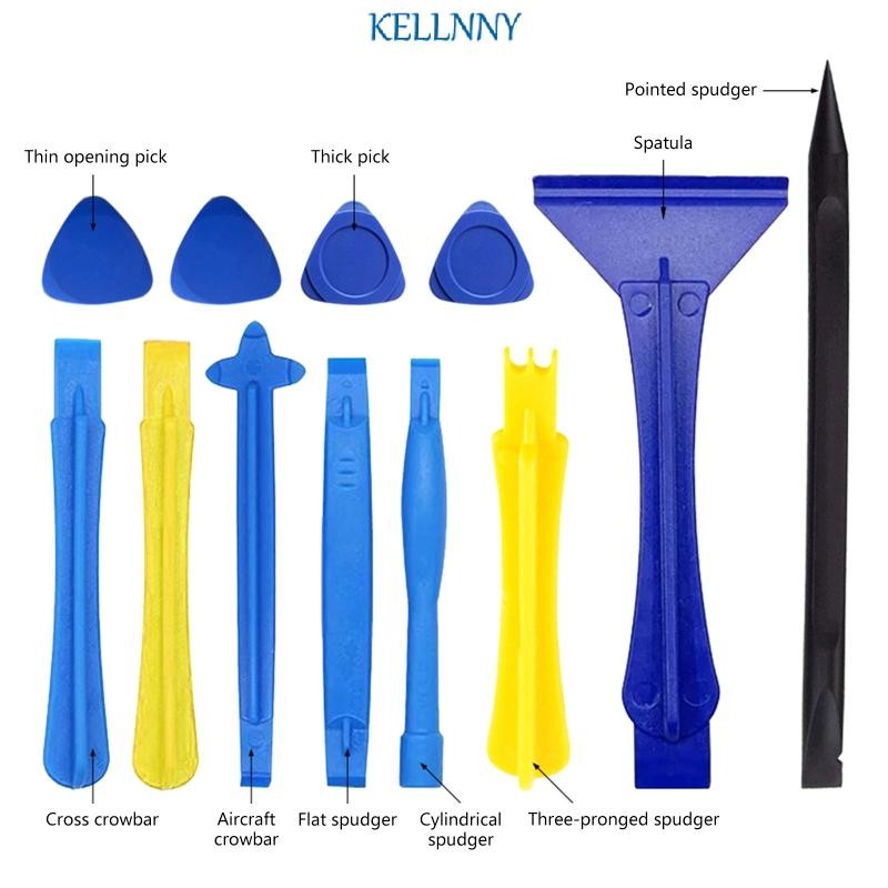 Kellnny 12 ชิ้น Spudger Pry ใบมีดเปิดเครื่องมือชุดซ่อมสําหรับแท็บเล็ตแล็ปท็อปทนทาน