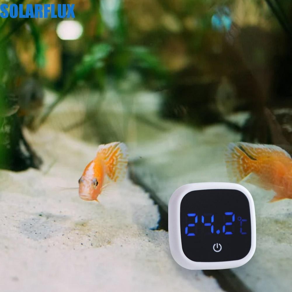 Solarflux เครื่องวัดอุณหภูมิตู้ปลา, เครื่องวัดอุณหภูมิตู้ปลาบางเฉียบความแม่นยําสูง, สะดวก 5 ปีอายุการใช้งานแบตเตอรี่ White Self-Adhesive Digital Temperature Home