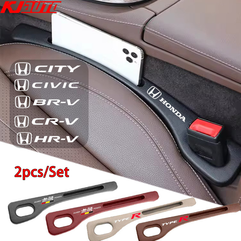 2pcs รถ Gap รั่วฝาครอบที่นั่ง Gap บรรจุกล่องเก็บสําหรับ Honda City Civic Fit Jazz HRV BRV CRV WRV Brio Accord ตะกั่ว mobilio Mugen Power ประเภท RS RS RS RS อุปกรณ์เสริม