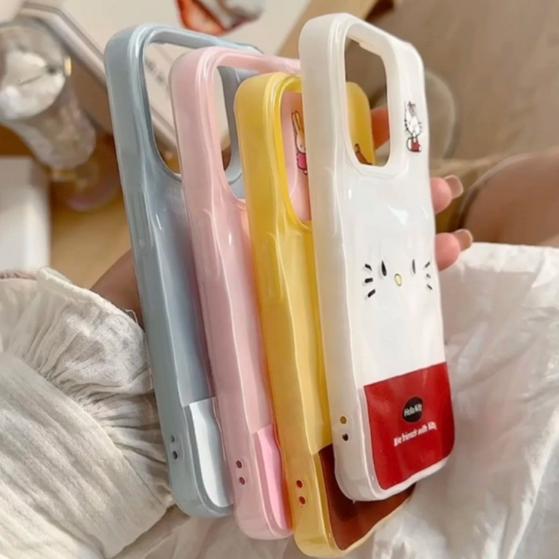 ใช้งานร่วมกับสําหรับ IPhone 16 15 11 12 13 14 Pro Max Plus น่ารักการ์ตูน Kitty Miffy หมี Simple Drop-proof Meteorite เคสโทรศัพท์ปกอ่อน