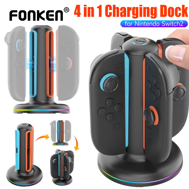 Fonken Magnetic Controller Charger 4 in 1 Magnetic Charger Stand Station สําหรับ Nintendo Switch2 Jo