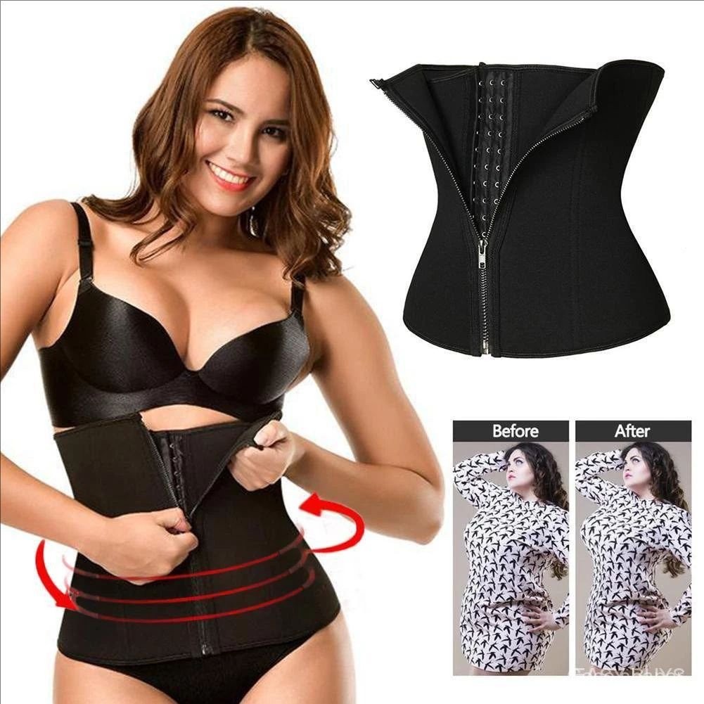 ซาวน่าเหงื่อเข็มขัด Neoprene เอวเทรนเนอร์ Body Shaper Corset สลายไขมัน สำหรับผู้หญิง
