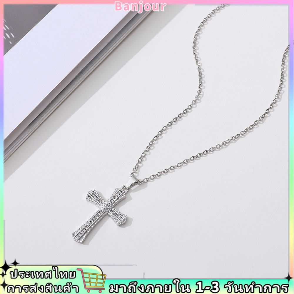 วินเทจข้ามจี้สร้อยคอกระดูกไหปลาร้าโซ่เครื่องประดับสําหรับผู้ชายผู้หญิง