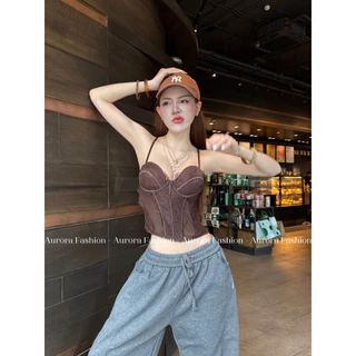 Aurora🛒พร้อมส่ง🚚 (รูปถ่ายจากงานจริง) เสื้อสายเดี่ยว เสริมฟองน่ำในตัว แนวสไตล์เซ็กซี่มากแม่