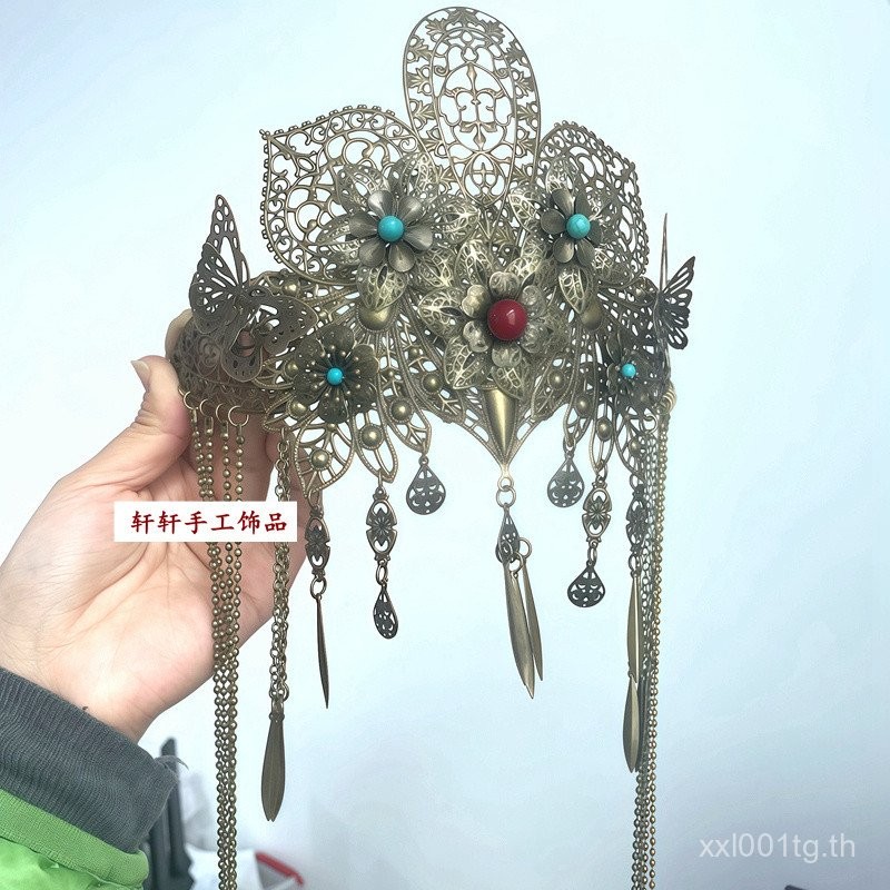 [Light Out] Original Nuo Drama Head Crown เครื่องประดับผม Dark Series สำหรับ.cosplay ภูติผีMountain_ghost และเจ้าสาว สไตล์ฮั่นหมิง มงกุฎผมและHeaddress QMON
