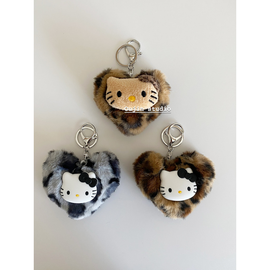 สไตล์เกาหลี ins Blogger สไตล์เดียวกัน Niche Design High-End Retro เสือดาวพิมพ์ Love Cat กระเป๋าจี้พวงกุญแจ