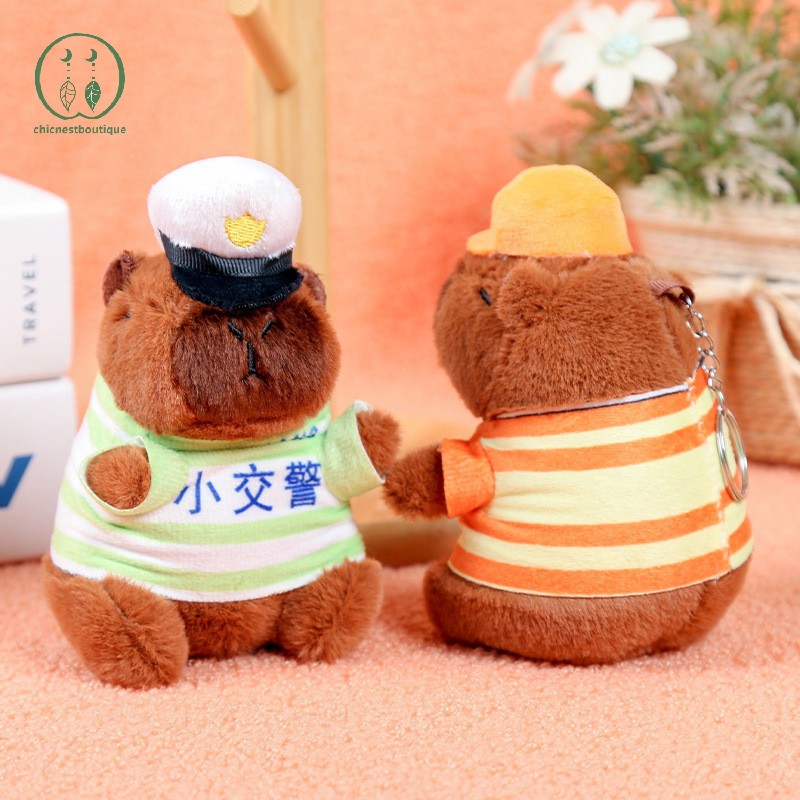 [Chicnest] น่ารักการ์ตูน Capybara ตํารวจ Series พวงกุญแจตุ๊กตานุ่มพวงกุญแจจี้ตุ๊กตากระเป๋าเป้สะพายหลังอุปกรณ์ตกแต่ง Fluffy ของเล่นของขวัญ Boutique