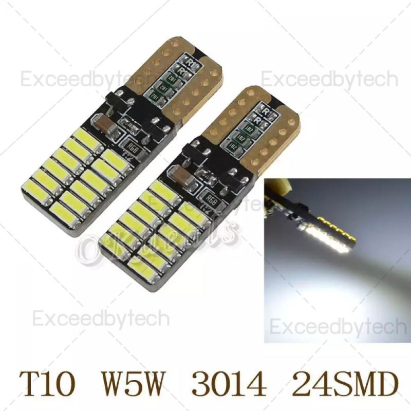 Alithai ไฟหรี่ LED T10 24 ชิพ 3014 (สีขาว) 2 หลอด T10W