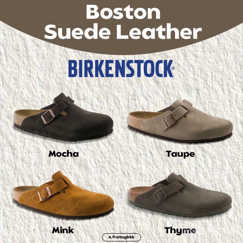 Birkenstock Boston 100% รองเท้าแตะหนังแท้