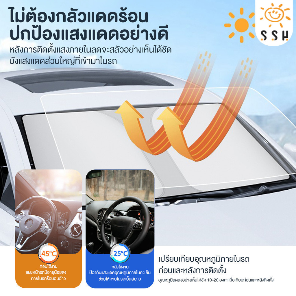 ที่บังแดดในรถยนต์ กันUV ม่านบังแดด กันแดด บังแดด สะท้อนแสงแดด มีฉนวนกันความร้อน