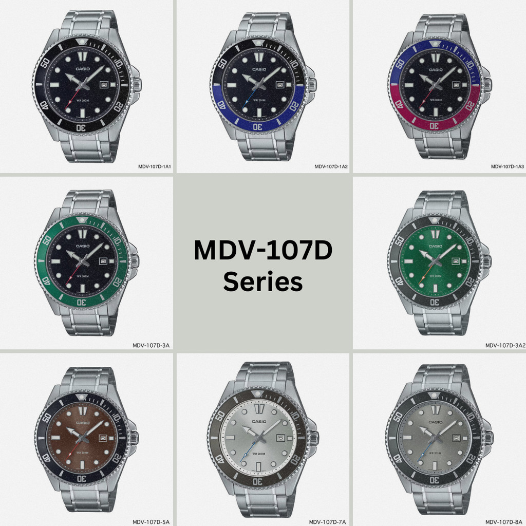 นาฬิกาข้อมือ Casio Standard Men MDV-107D สายแสตนเลส MDV-107D-1A1 MDV-107D-1A3 MDV-107D-1A3 MDV-107D-
