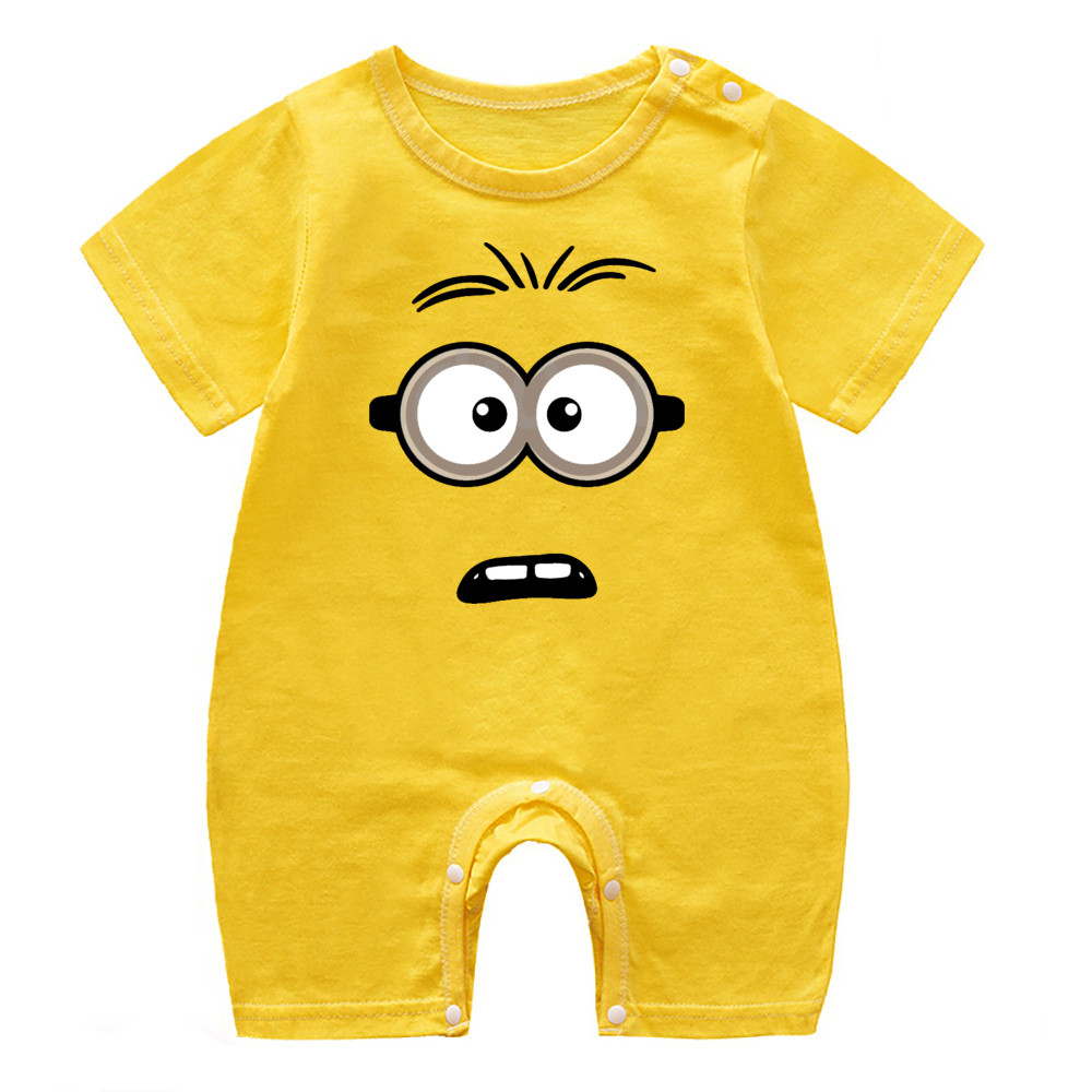 การ์ตูนมินเนี่ยนพิมพ์บอดี้สูทเด็กตลกมินเนี่ยนแสดงออกทารกแรกเกิด ชุดจั๊มสูท ชายหญิงแขนสั้น ชุดรอมเปอร์ ทารกชุดนอน ชุด - รูปที่ 4