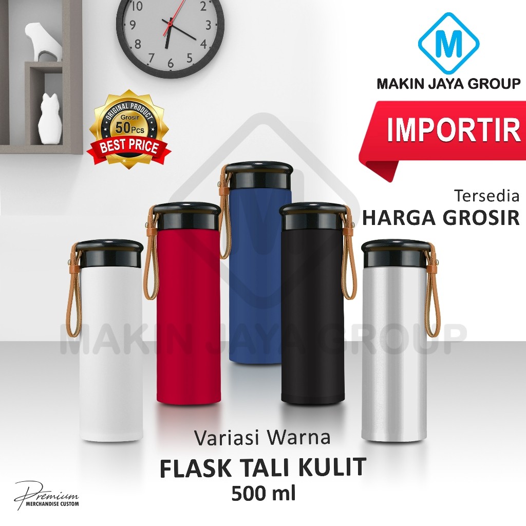 TERMOS QQ Bottle Thermos Tumbler สายหนังพรีเมี่ยม 500ML สแตนเลส SUS 304 - MJG