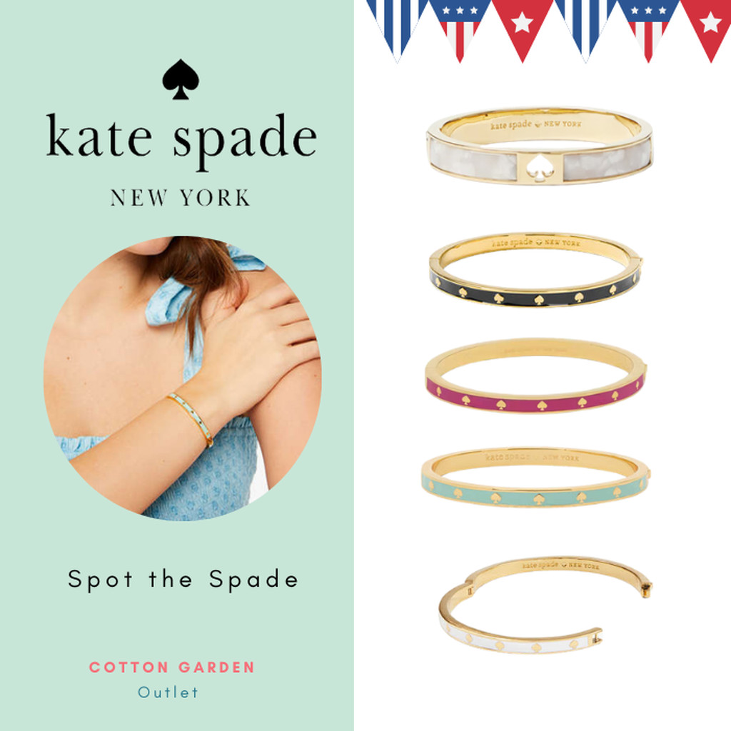 (แถมถุงผ้า)♠️แท้💯กำไลข้อมือ Spot the Spade Enamel hinged cuff bangle รุ่นยอด ฮิตของเคท Spade ♠️
