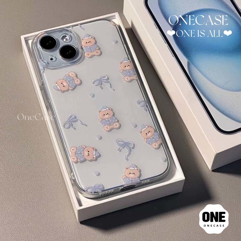 เคสไอโฟน สำหรับ IPhone 15 16 11 13 14 12 Pro Max XR X XS Max 8Plus 7Plus 8 7 15 Plus SE หมี หมีการ์ตูน นุ่ม โปร่งใส เคส
