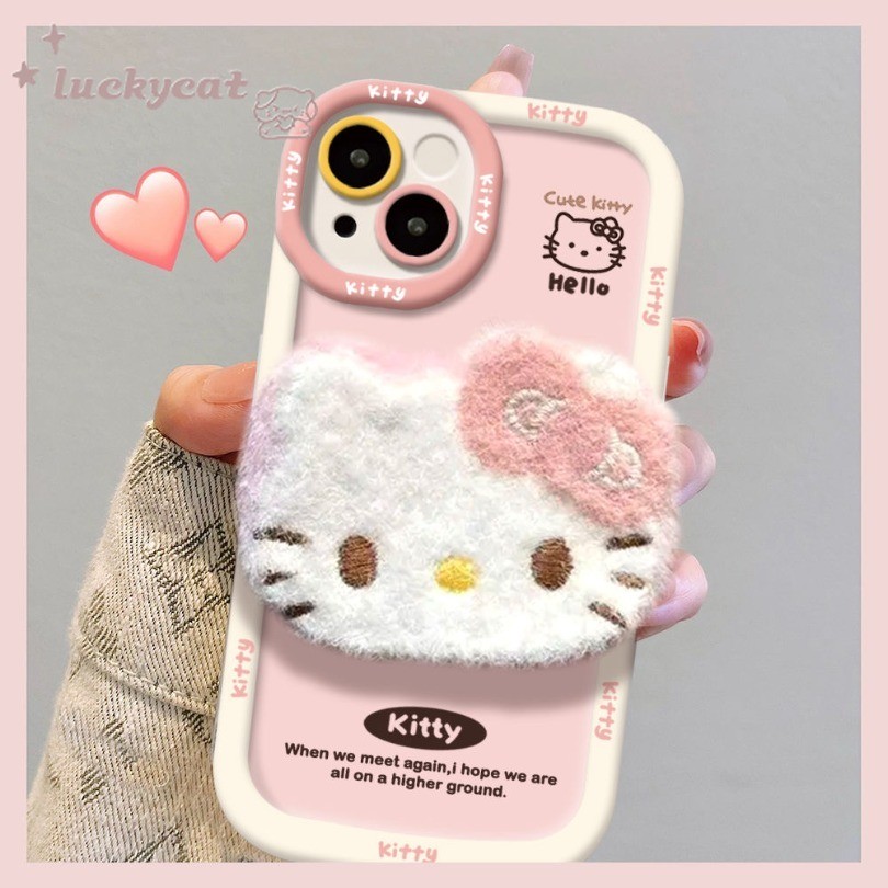 Iphone 16 15 14 13 12 11 Pro Max X Xr Xs Max 7 8 Plus SE2020 เคสโทรศัพท์น่ารักสีชมพูตุ๊กตา KT Cat ฝาหลัง